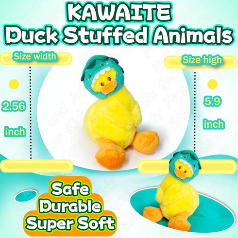 Cute Duck Stuffed Animals for Girls and Boys, Mini Yellow Duck Plush Toys Key Chain, Soft and Fun Dinosaur Style Duck Toy, Small Stuffed Animal fo...